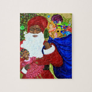 Santa's Wish Puzzle w Collectible Box - Black Sant