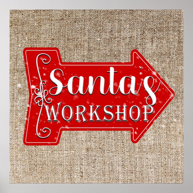 Santa's Workshop Arrow Rustikaler Weihnachtsfeiert Poster (Vorne)
