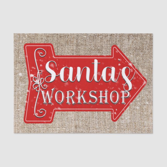 Santa's Workshop Arrow Rustikaler Weihnachtsfeiert Seidenpapier (Vorderseite)