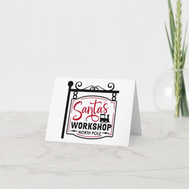 Santa's Workshop Sign Card Karte (Vorderseite)