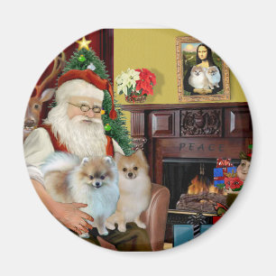 Santas zwei Pomeranians Magnet