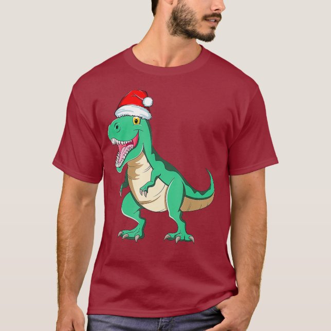 Santasaurus Rex TRex Christmas Pajamas Dinosaur T-Shirt (Vorderseite)