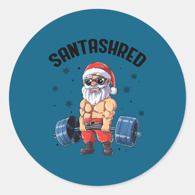 Santashred Funny Santa Meme Xmas Gym Bodybuilding  Runder Aufkleber (Vorderseite)