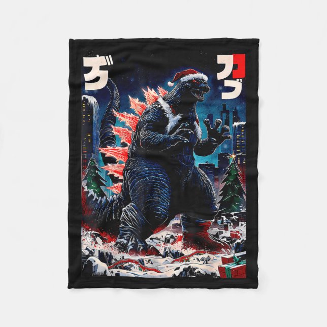 Santazilla Japanese Monster Kaiju Dinosaur Christm Fleecedecke (Vorderseite)