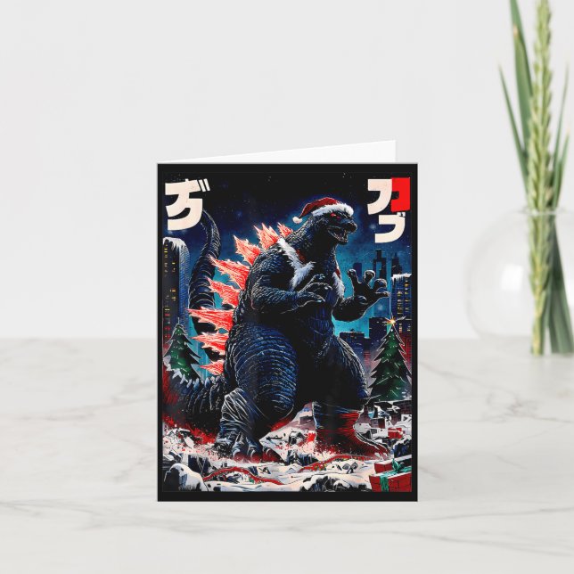 Santazilla Japanese Monster Kaiju Dinosaur Christm Karte (Vorderseite)