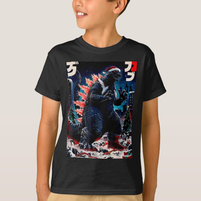 Santazilla Japanese Monster Kaiju Dinosaur Christm T-Shirt (Vorderseite)