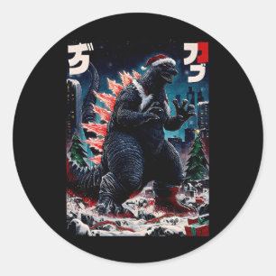 Santazilla Japanisches Monster Kaiju Dinosaurier W Runder Aufkleber