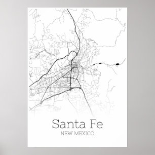 Sante Fe Map - New Mexico - City Map Poster
