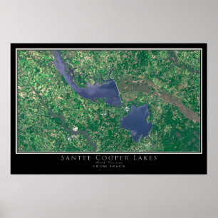 Santee Cooper Seen South Carolina Satellitenkarte Poster