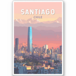 Santiago Chile Illustration Reisen Vintag Aufkleber