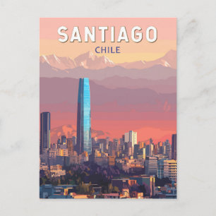 Santiago Chile Illustration Reisen Vintag Postkarte