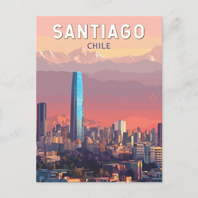 Santiago Chile Illustration Reisen Vintag Postkarte (Vorderseite)
