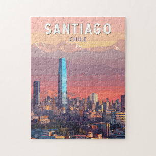 Santiago Chile Illustration Reisen Vintag Puzzle