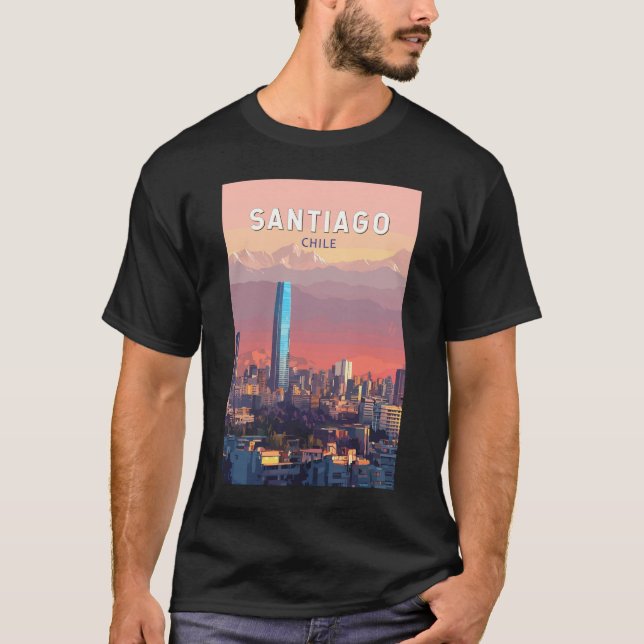 Santiago Chile Illustration Reisen Vintag T-Shirt (Vorderseite)