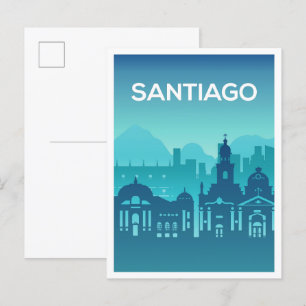 Santiago Chile Kunst Reise Illustration Postkarte