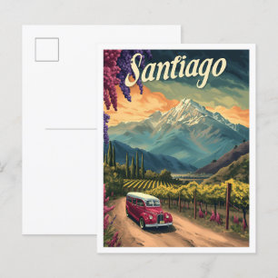 Santiago Chile Künstlerische Reiseillustration Postkarte
