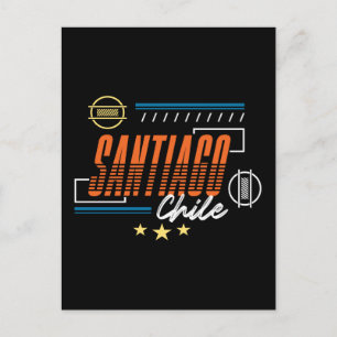 Santiago Chile Moderne Retro-Typografie-Design Postkarte
