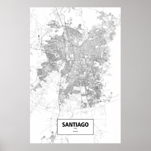 Santiago, Chile (schwarz auf weiß) Poster