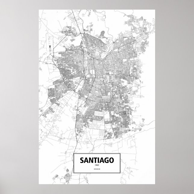 Santiago, Chile (schwarz auf weiß) Poster (Vorne)