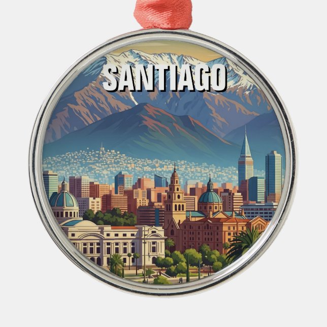 Santiago Chile Travel Ornament Aus Metall (Vorne)