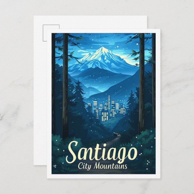 Santiago Chile Vintage Kunst, Dichtung und Musik Postkarte (Vorne/Hinten)