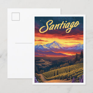 Santiago Chile Vintage Kunst, Dichtung und Musik Postkarte