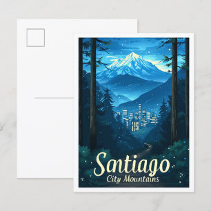 Santiago Chile Vintage-Kunst-Reiseillustration Postkarte