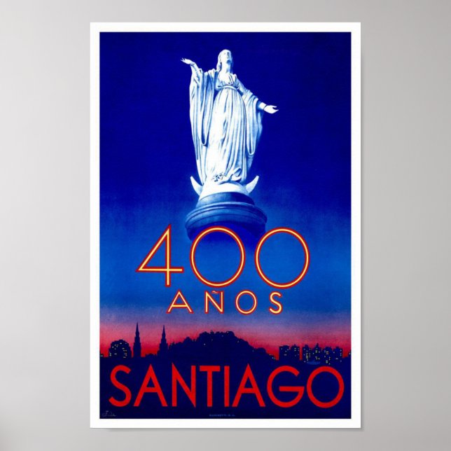 Santiago Chile Vintage Travel Poster (Vorne)