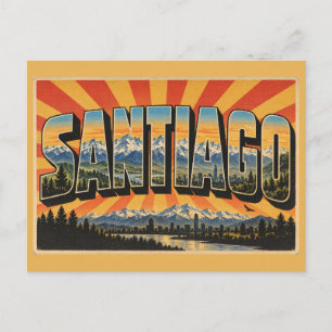 Santiago CL Anden-Skyline Berge Fluss Kunst Postkarte