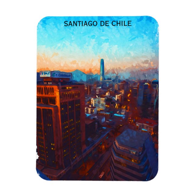 Santiago de Chile Skyline View Magnet (Vertikal)