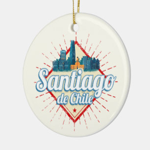 Santiago de Chile Stadt Feiertag Retro Skyline Keramik Ornament