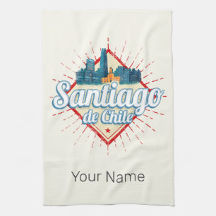 Santiago de Chile Stadthotel Retro Skyline Geschirrtuch