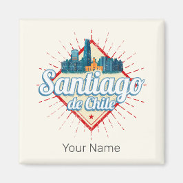 Santiago de Chile Stadthotel Retro Skyline Magnet