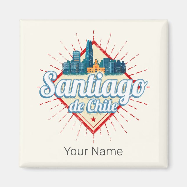 Santiago de Chile Stadthotel Retro Skyline Magnet (Vorne)
