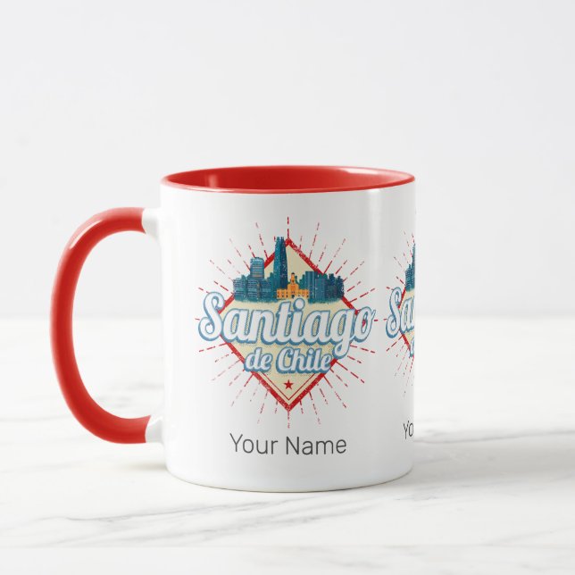 Santiago de Chile Stadthotel Retro Skyline Tasse (Links)