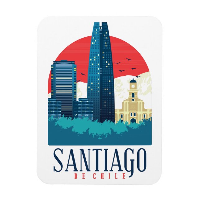 Santiago de Chile Vintag Skyline Foto Magnet (Vertikal)