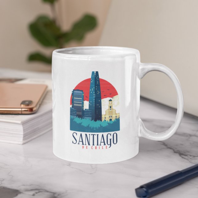 Santiago de Chile Vintag Skyline Kaffeetasse (santiago de chile retro vintage travel mug)