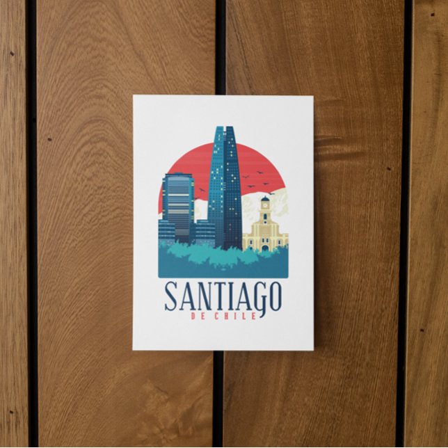 Santiago de Chile Vintag Skyline Postkarte (Santiago de Chile Vintage Skyline Postcard)