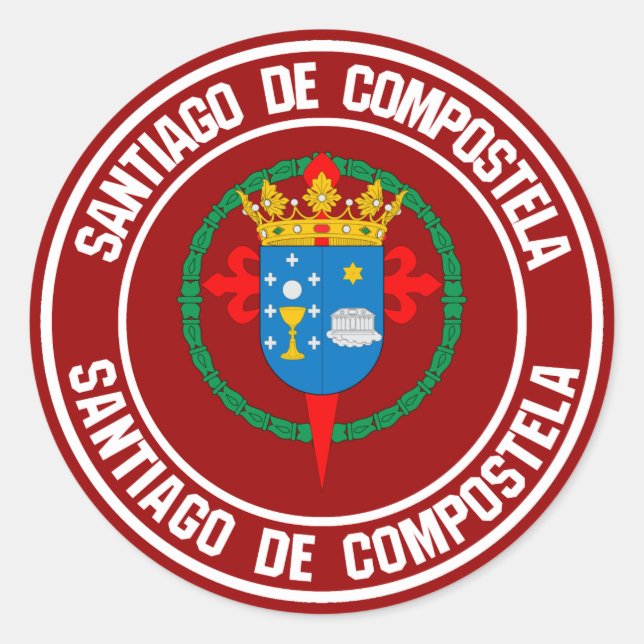 Santiago de Compostela Runde Emblem Runder Aufkleber (Vorderseite)