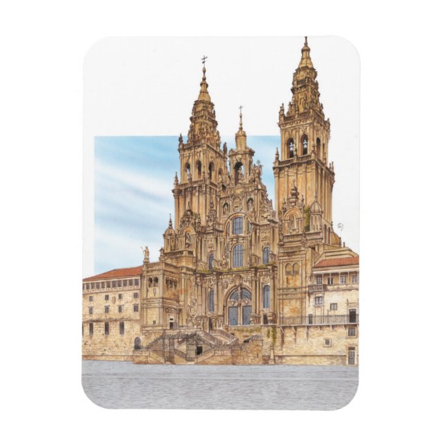 Santiago de Compostela. Western-Fassade. Spanien Magnet (Vertikal)