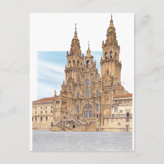 Santiago de Compostela. Western-Fassade. Spanien Postkarte (Vorderseite)