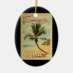 Santiago de Cuba Palm Tree Vintage Keramik Ornament