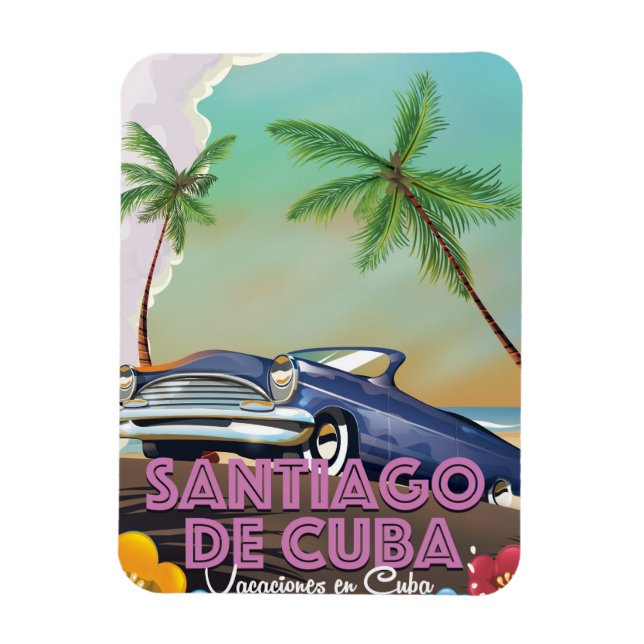 Santiago de Cuba Vintage Reiseplakat Magnet (Vertikal)