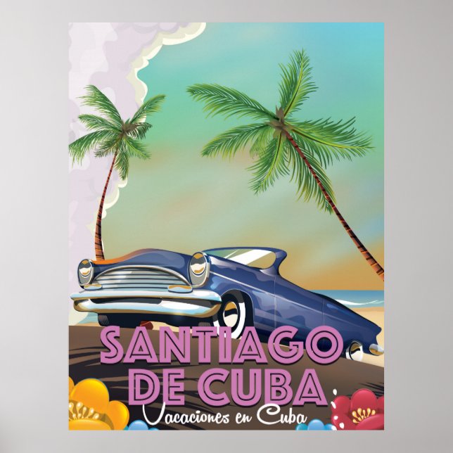 Santiago de Cuba Vintage Reiseplakat Poster (Vorne)