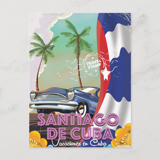 Santiago de Cuba Vintage Reiseplakat Postkarte (Vorderseite)