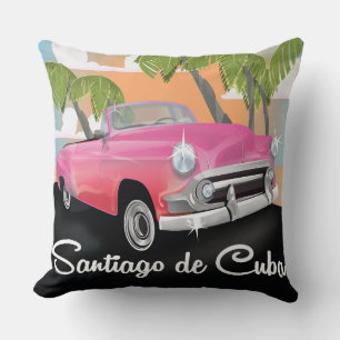 Santiago de Cuba Vintages Reiseplakat. Kissen