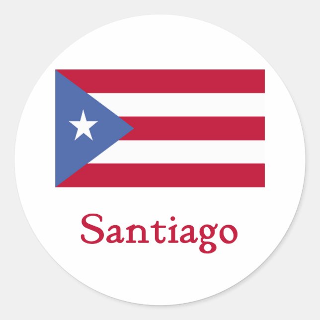 Santiago Puerto Rico Flag Runder Aufkleber (Vorderseite)
