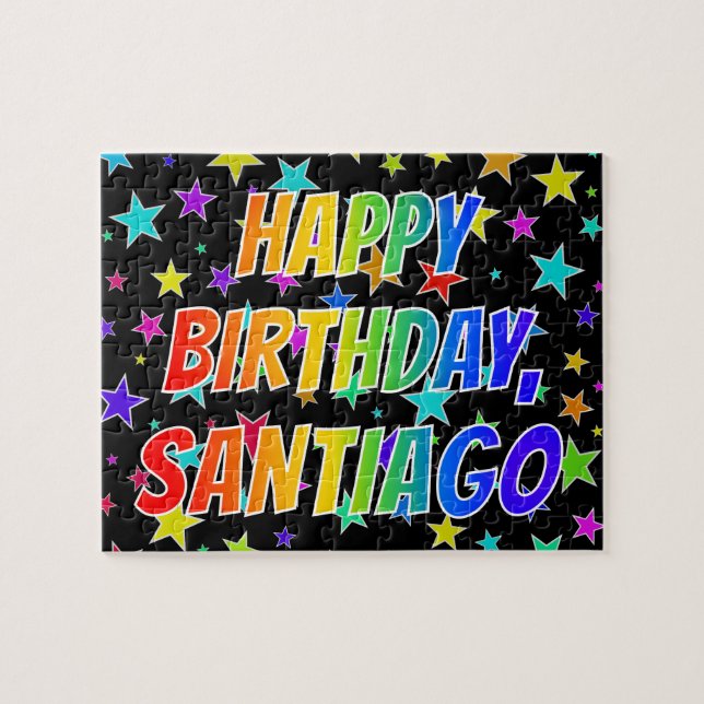 "SANTIAGO" Vorname, Spaß "GLÜCKLICHER GEBURTSTAG" Puzzle (Horizontal)