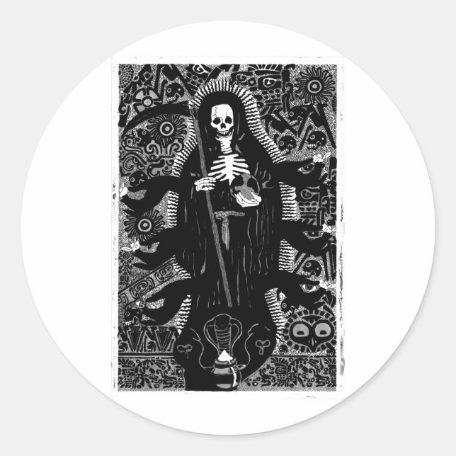 Santisima Muerte Runder Aufkleber (Vorderseite)