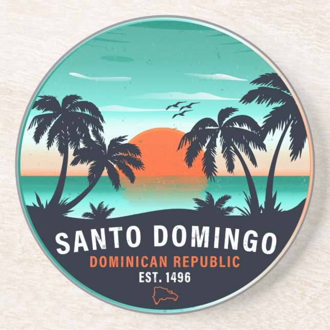 Santo Domingo Dominikanische Republik Retro Sunset Getränkeuntersetzer (Vorne)